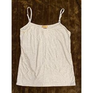 Boutique Essentials L Silver Shimmery Spaghetti‎ Strap Tank Top